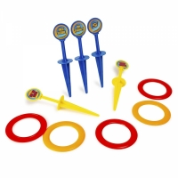 Joc de aruncare cercuri, cu 5 table, rosu, galben, albastru, Hoop a Loop, Grafix R01-0252